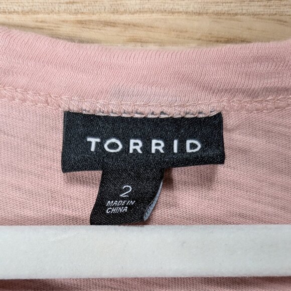 Torrid Pink V-Neck Long Sleeve Top Size 2 - Picture 4 of 7